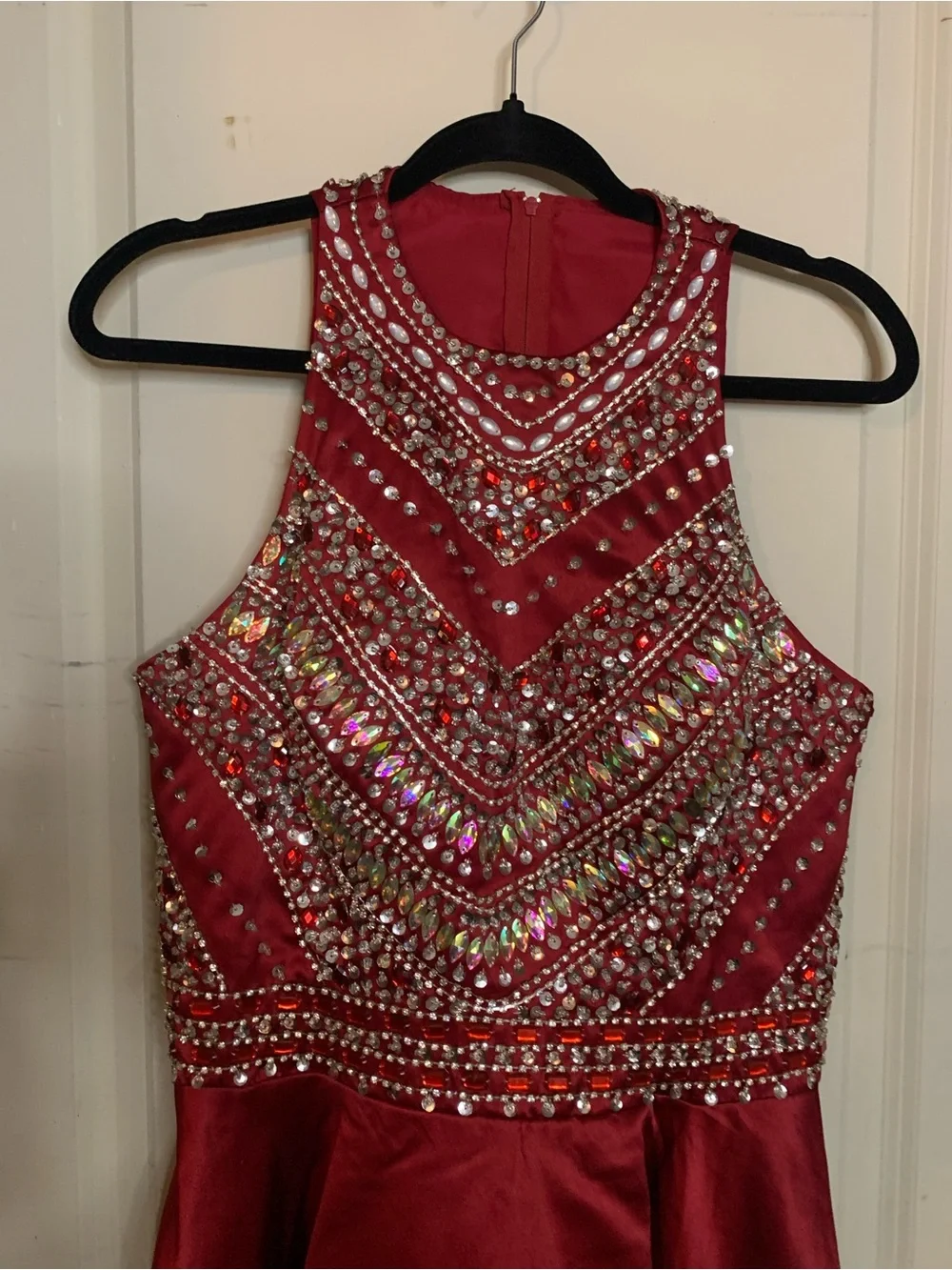 Women’s Burgundy Red Jewel-Embellished Special Occasion Party Dress size Small